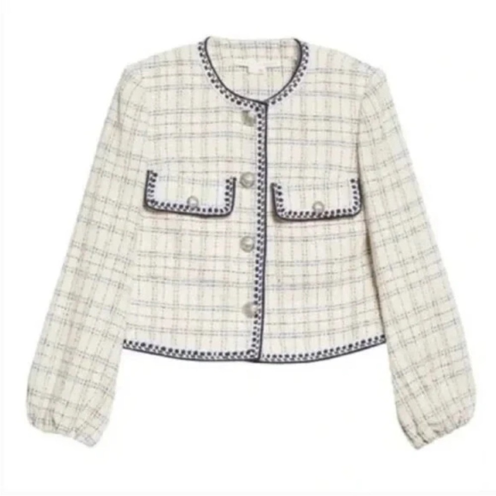 Veronica Beard In Like New Condition Brim Tweed Jacket- Shade Cream- Size 12/L